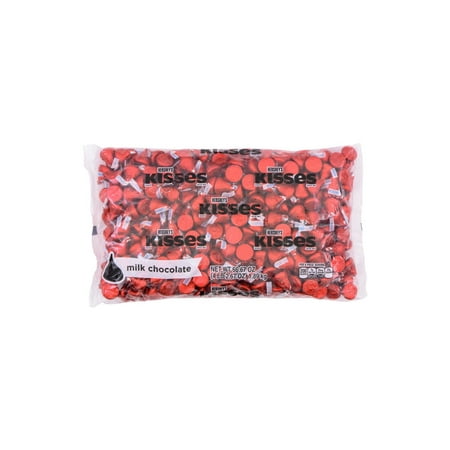 HERSHEYS, KISSES Red Foils Milk Chocolate Candy, Halloween, 66.7 oz, Bulk Bag (400 Pieces)