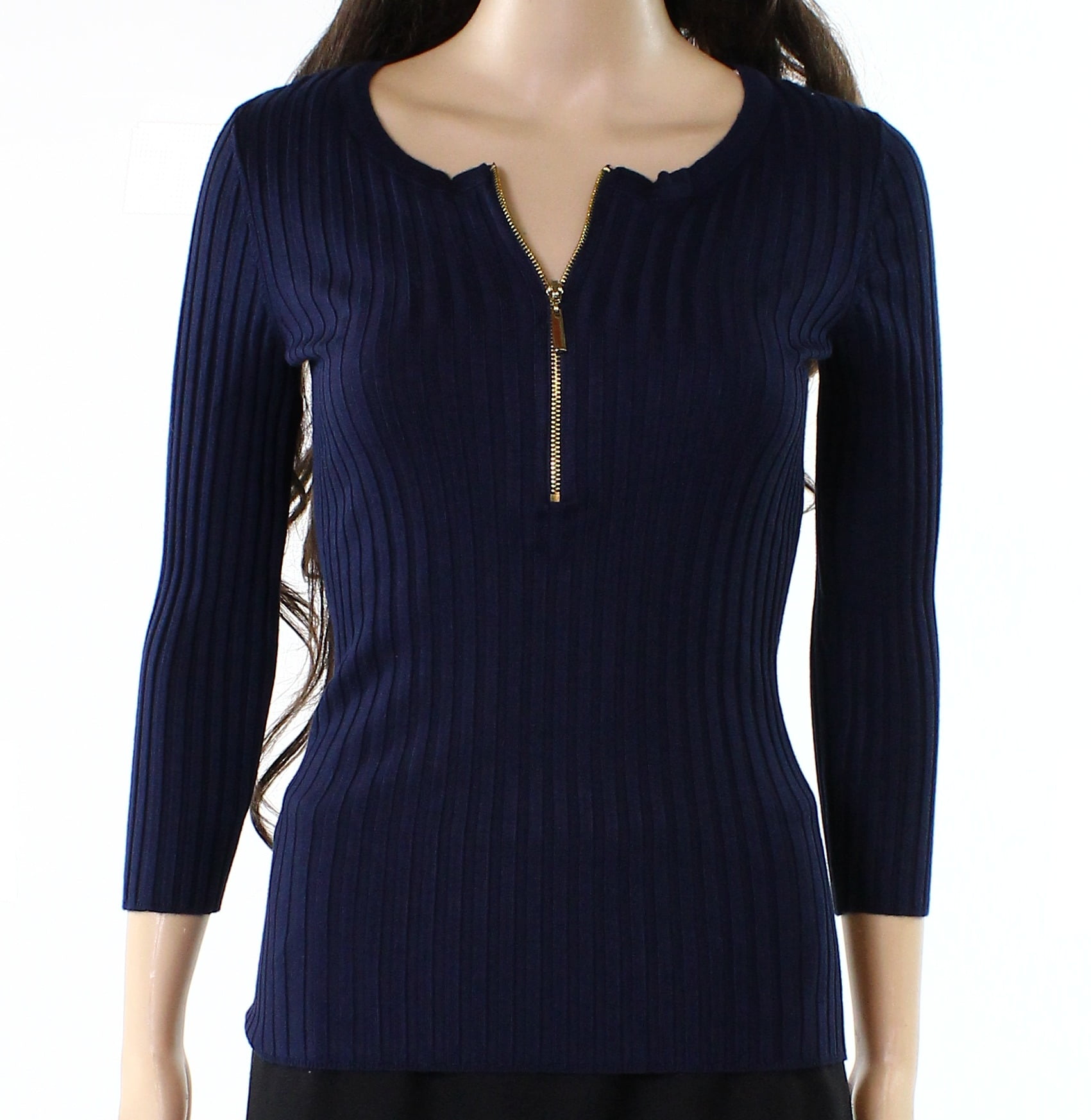 INC INC NEW Navy Blue Women's Size Large L HalfZip Knit Top Sweater