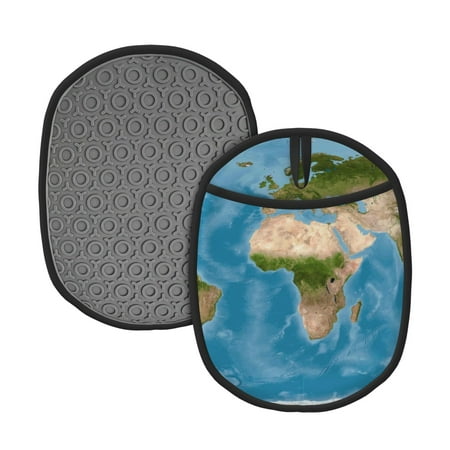 

Naloa Earth View World Map Silicone Pot Holders Oven Mitts Heat Resistant Hot Pads Non Slip Pot Holder for Kitchen Baking and Cooking 9.4 x 7.5 Inches