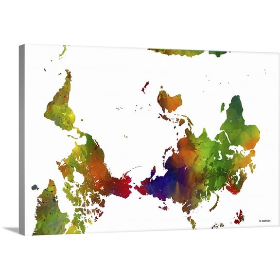 Great BIG Canvas | Marlene Watson Premium Thick-Wrap Canvas entitled Upside Down Map Of The World Color I