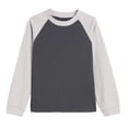 thumbnail image 4 of YDFCWXW Girls Long Sleeve Shirts Cotton Color Block Casual Tops Tees Crewneck Breathable Winter Outfits (Dark Gray, 2-3 Years), 4 of 5