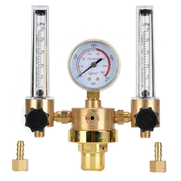 Regulador de argón de doble tubo, caudalímetro, reductor de presión de gas, rosca macho G5/8 para soldadura
