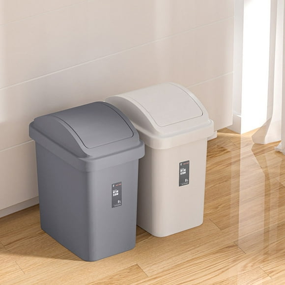 Slim Plastic Trash Can | Swing Lid Design | 10.62x10.43x6.88in Space-Saving | Odor-Control for Home & Kitchen | Durable Build with Inner Ring | Versatile from Living Room to Bathroom