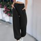 thumbnail image 2 of Pantalones deportivos de mujer con cintura ajustable y pierna recta ancha, 2 of 5
