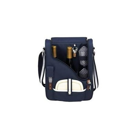 Picnic at Ascot 434-BLB Pinot Wine & Cheese cooler For Two - Navy-White
