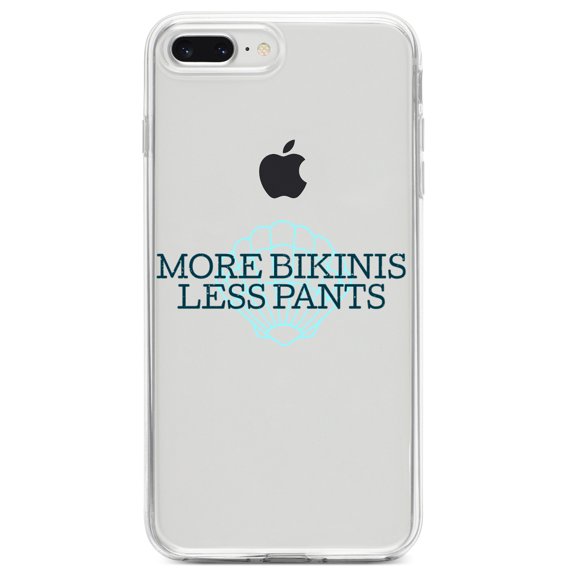 DistinctInk Clear Shockproof Hybrid Case for iPhone 7 PLUS / 8 PLUS (5.5" Screen) TPU Bumper Acrylic Back Tempered Glass Screen Protector - More Bikinis Less Pants