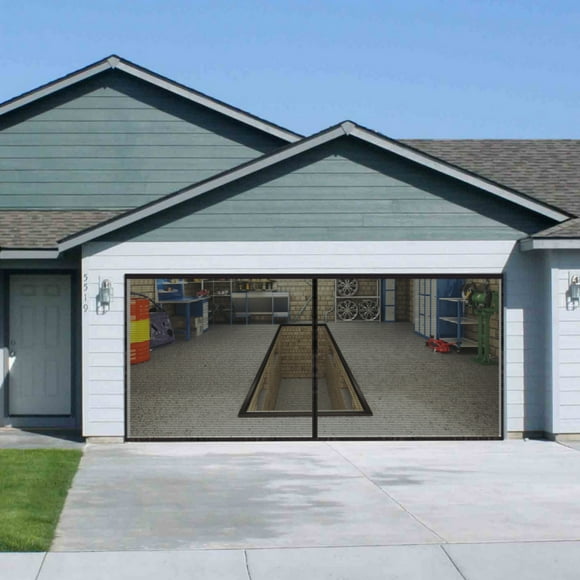 Garage Door Screen 13x7FT- Fiberglass Magnetic Garage Screen Door, Heavy Duty Mesh ,High Energy Magnets ,Hands Free Garage Net Screen,Patio Porch Privacy Curtain
