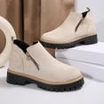 thumbnail image 2 of Beige Womens Winter Boots With Side Zipper And Low Heel For British Style And Everyday Use, 2 of 9