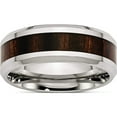 thumbnail image 1 of Stainless Steel Polished Black Koa Wood Inlay Enameled 8mm Band (Size 10) Made In China sr404-10, 1 of 5