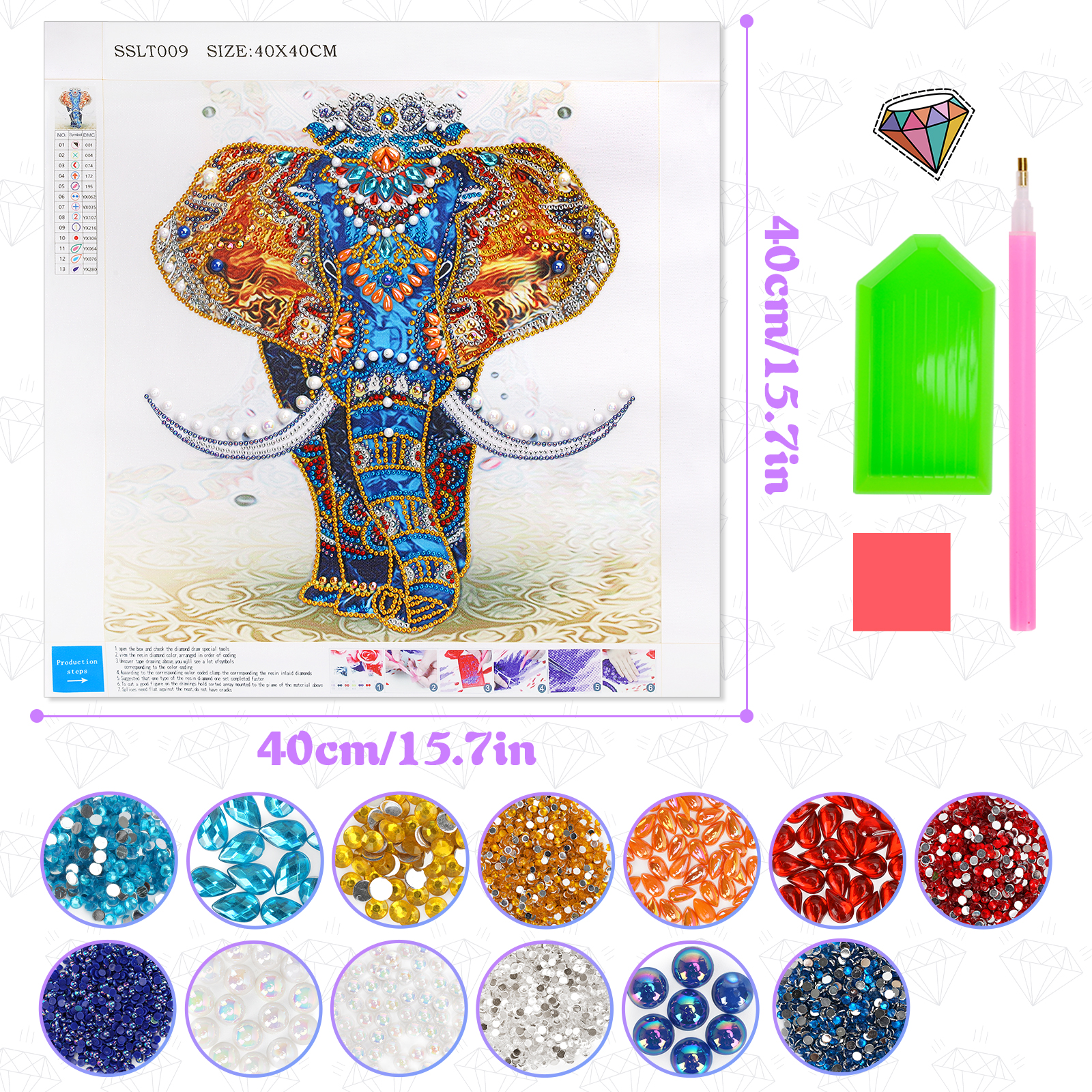 Pearoft 5D Diamond Painting Kit for Kids, Elephant Design photo 5