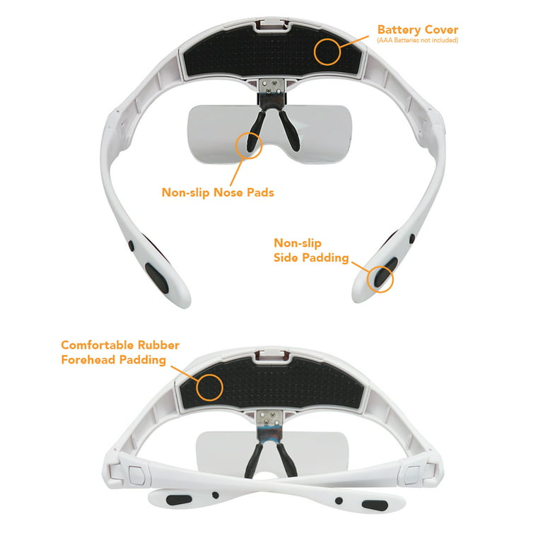 Magnifier Headband 2 LED light hands-free - 1X to 3.5X Zoom with 5