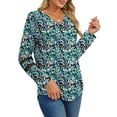 thumbnail image 3 of UVN Fall Blouses for Women Long Sleeve V Neck Tunic Tops Casual Hollow Out Curved Hem Dressy Shirts, 3 of 8