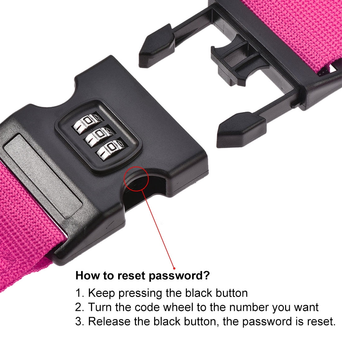 Unique Bargains Luggage Strap with Buckle Lock Adjustable Travel Packing Rose Red