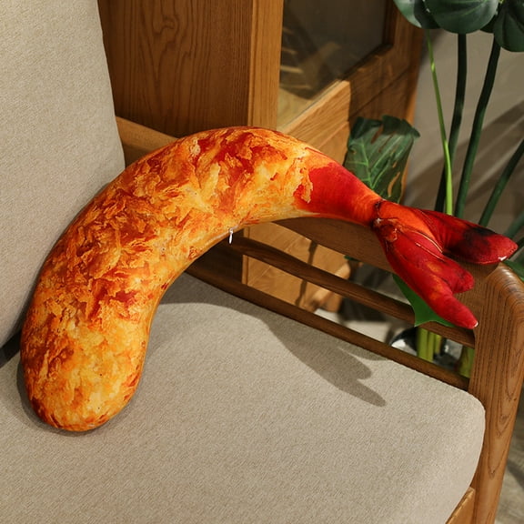 Crispy Fried Shrimp Tails Shaped Pillow Throw Pillow Cushion Plush,Shrimp Toy Throw Pillow Cushion for Home Office Travel,15.7in