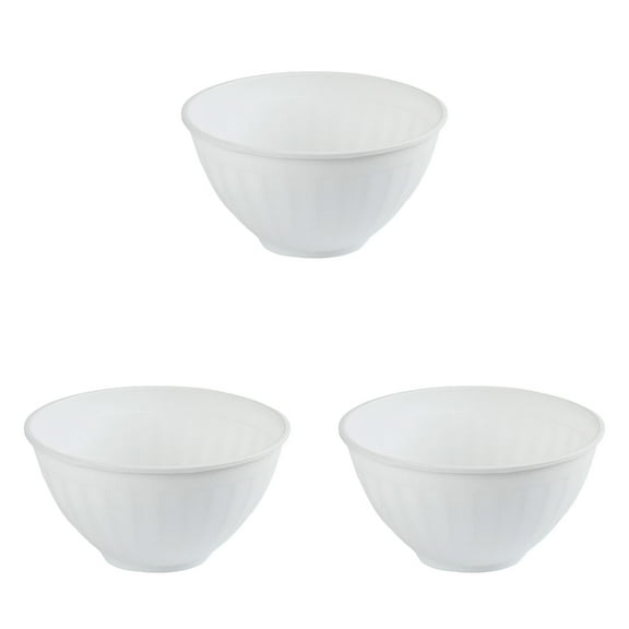 3PC Mixing Bowl Serving Bowl for Kitchen Big Capacity Lightweight Flexible Kitchen Bowl, for Parties and Salads, White