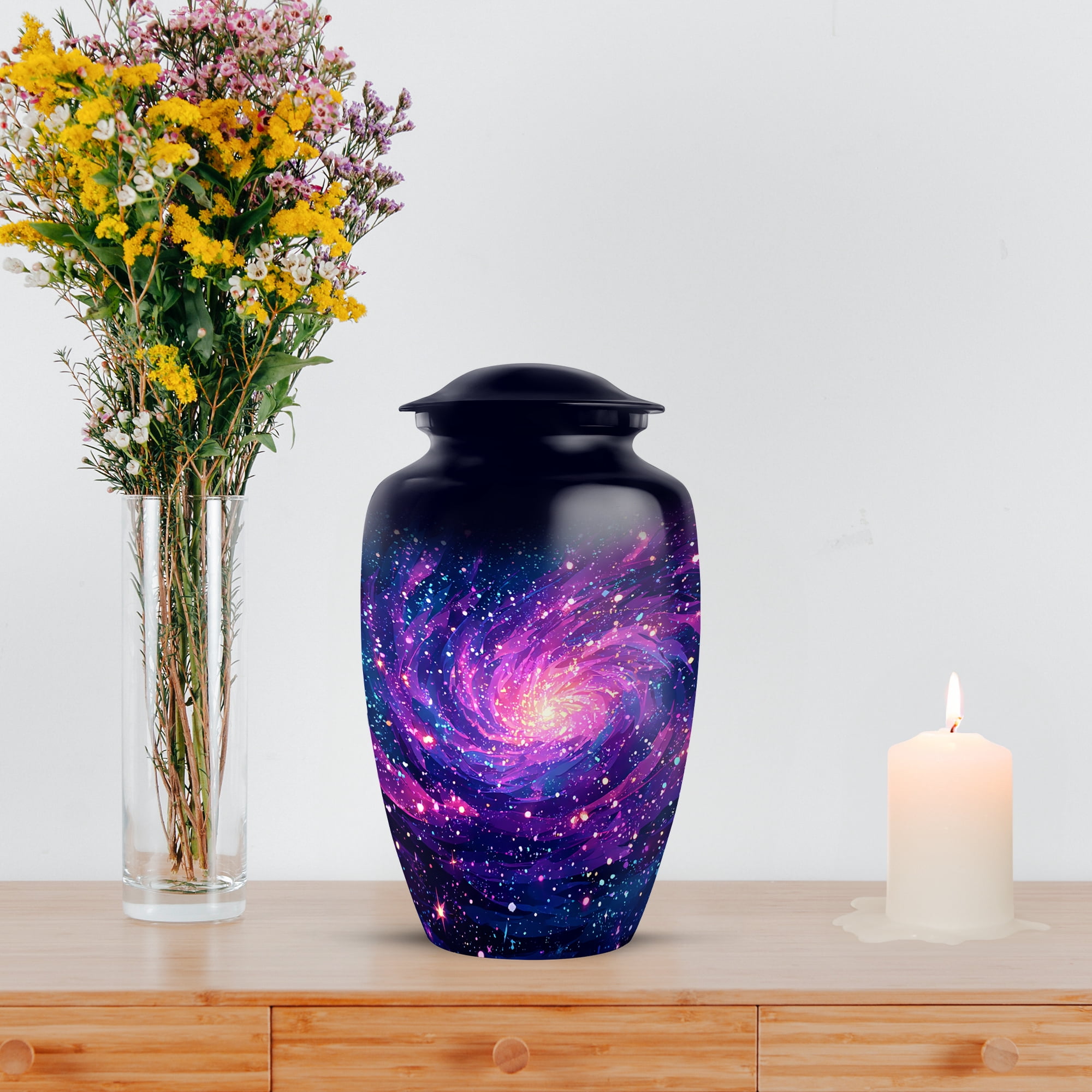 MUKTIVE Galaxy Purple Cremation Urn for Human Ashes Mom & Dad, Large Unique Urns for Ashes Men and Women, Funeral Urns, Memorial Blue Urn for Female, 10 Inch