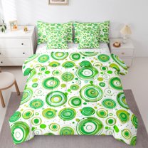 Manfei Geometric Circle 7-Piece Twin Bedding Sets,Minimalism Geometric Circular Bedding Comforter Set,Green White Sheet Sets For Girls Boys,Super Cozy Room Decor Reversible