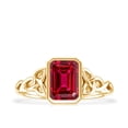 thumbnail image 4 of Solitaire Lab Created Ruby Celtic Ring with Diamond for Women - 2 Carat - AAAA Quality, 10K Yellow Gold, US 12.00, 4 of 8