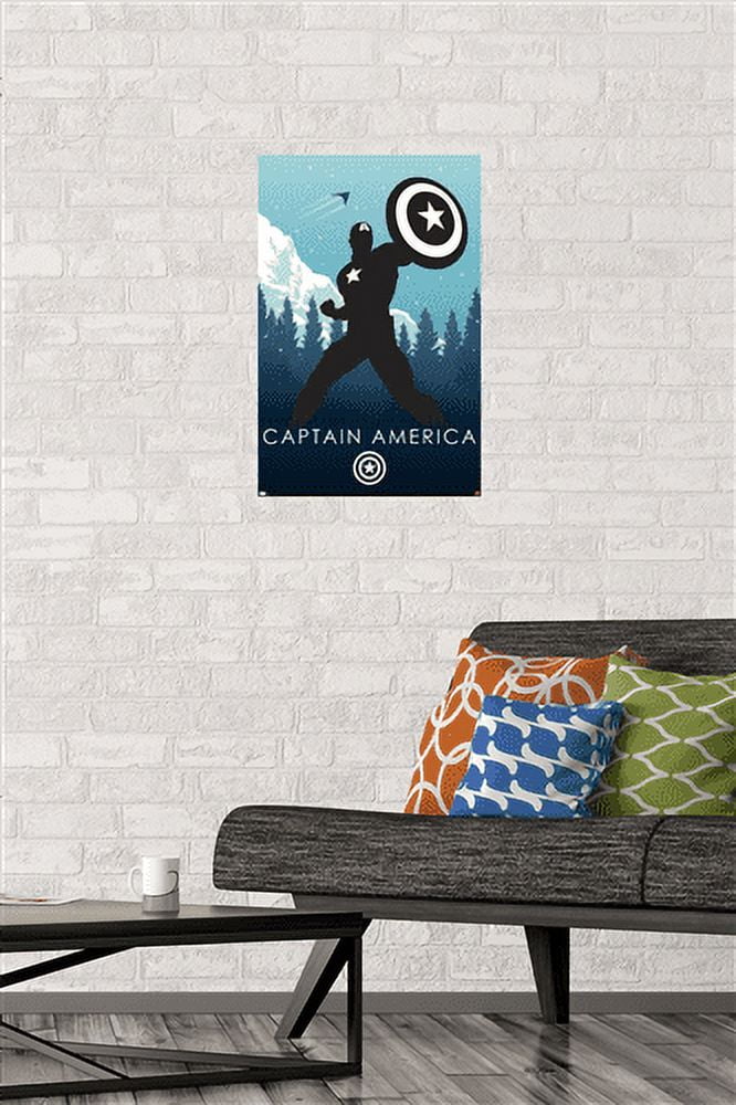Marvel Heroic Silhouette - Captain America Wall Poster, 14.725" x 22.375"