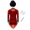 thumbnail image 2 of YiZYiF Enfants Filles Deluxe 4 Pcs Costumes Magiciens Sequins Manches Longues Justaucorps Jupes avec Accessoires Rouge 8, 2 of 6