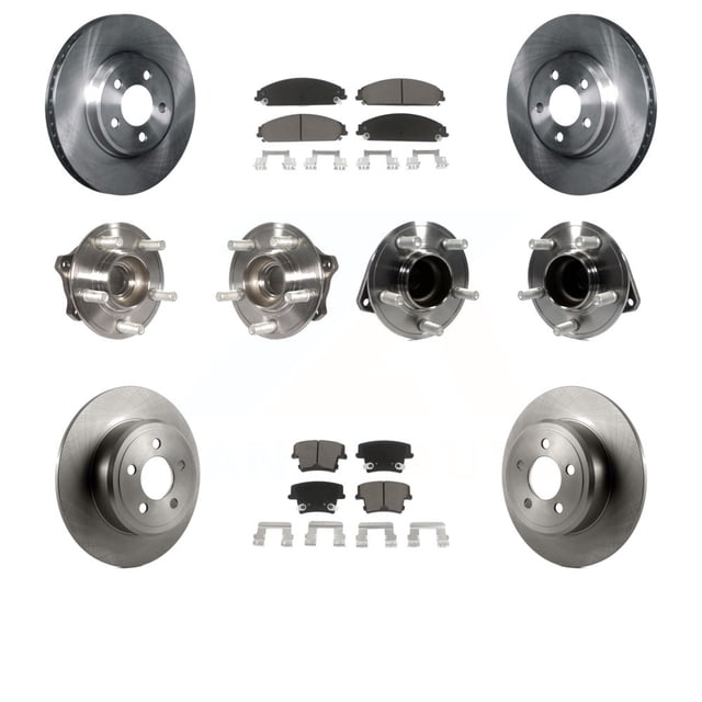 Transit Auto Front Rear Hub Bearings Assembly Disc Brake Rotors and Ceramic Pads Kit (10Pc) for Car 2019-2020 Chrysler 300 RWD with 5.7L KBB-119430