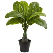 Nearly Natural 16" Plastic and Polyester Mini Banana Artificial Plant, Green
