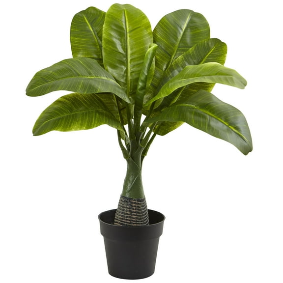 Nearly Natural 16" Plastic and Polyester Mini Banana Artificial Plant, Green