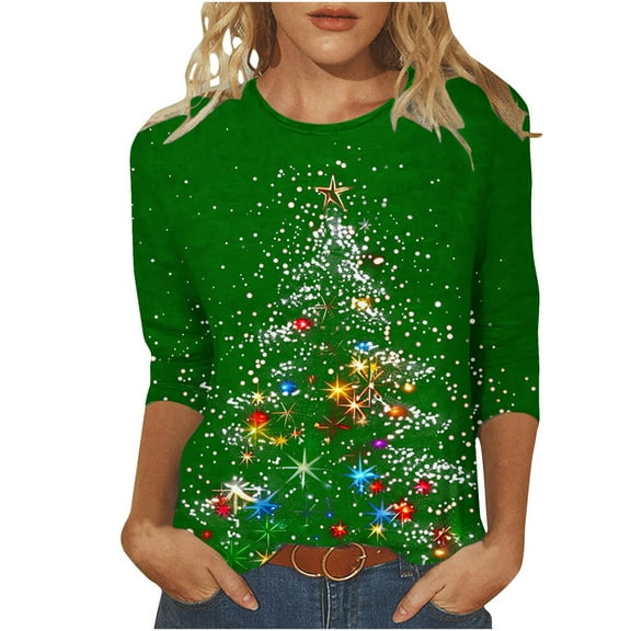 Christmas Sweatshirts for Women Crop Sweatshirts Trendy Crew Neck Cute Pullover Tops Long Sleeve Crop Top Swimsuits
