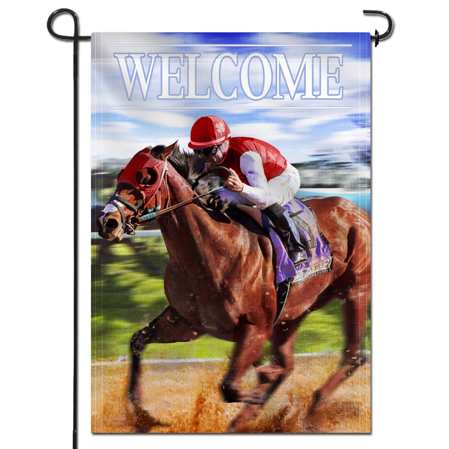 Kentucky Derby Fence Banner Horse Racing Decoration Run for The Roses Horseshoe Derby Holiday Festival Party Yard Garage Garden Decor 