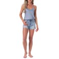 thumbnail image 2 of INSPIRE CHIC Womens 2 Pcs Satin Camisole Silky Pajama Tank Tops V Neck Soft Spaghetti Strap Loose Basic Sleepwear S Black & Light Blue, 2 of 6