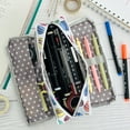 thumbnail image 4 of Wrapables Large Capacity Pencil Case, 3 Compartment Pencil Pouch for Stationery Pens, Macarons, 4 of 6