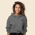 thumbnail image 3 of Dalix Black Cat Embroidered Fleece Cropped Hoodie Cold Fall Winter Women in Deep Heather L Large, 3 of 5
