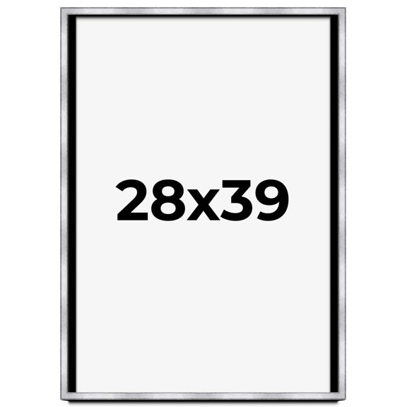28x39 Shadow Box Frame Silver | 1.375 Inches Deep Real Wood Contemporary Shadowbox Display Frame |