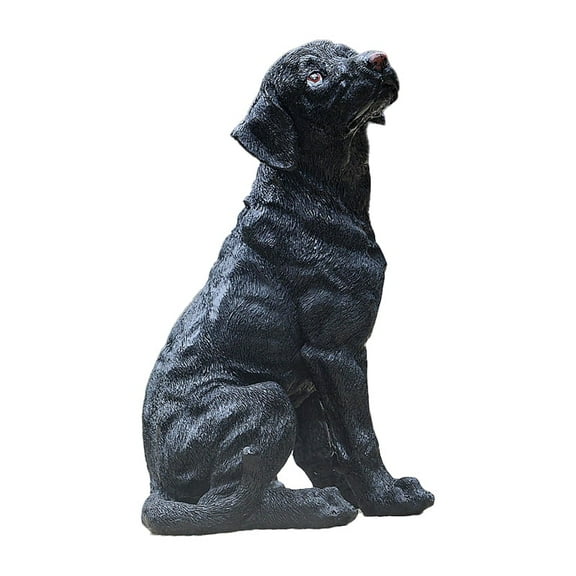 Resin Dog Puppy Figurine Animals Lovely Craft Home Decor Ornaments Collectible Birthday Gifts (Black)
