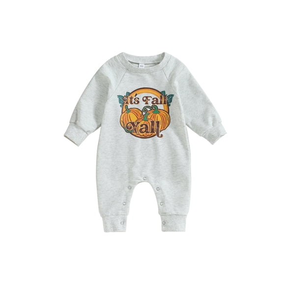 Wassery Baby Boys Girls Halloween Jumpsuits Long Sleeve Round Neck Cute Pumpkin Print Rompers 3 6 12 18 Months Newborn Fall Outfit