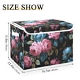 thumbnail image 3 of Foldable Fabric Storage Bin With Handle Collapsible Basket Box Storage With Lid Organizer Rococo Roses, 3 of 7