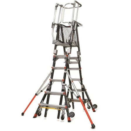 Little Giant Safety Compact Cage Model 6 Ft. To 10 Ft. Iaa Fg With Side Tip Wheels And Ratchet Levelers