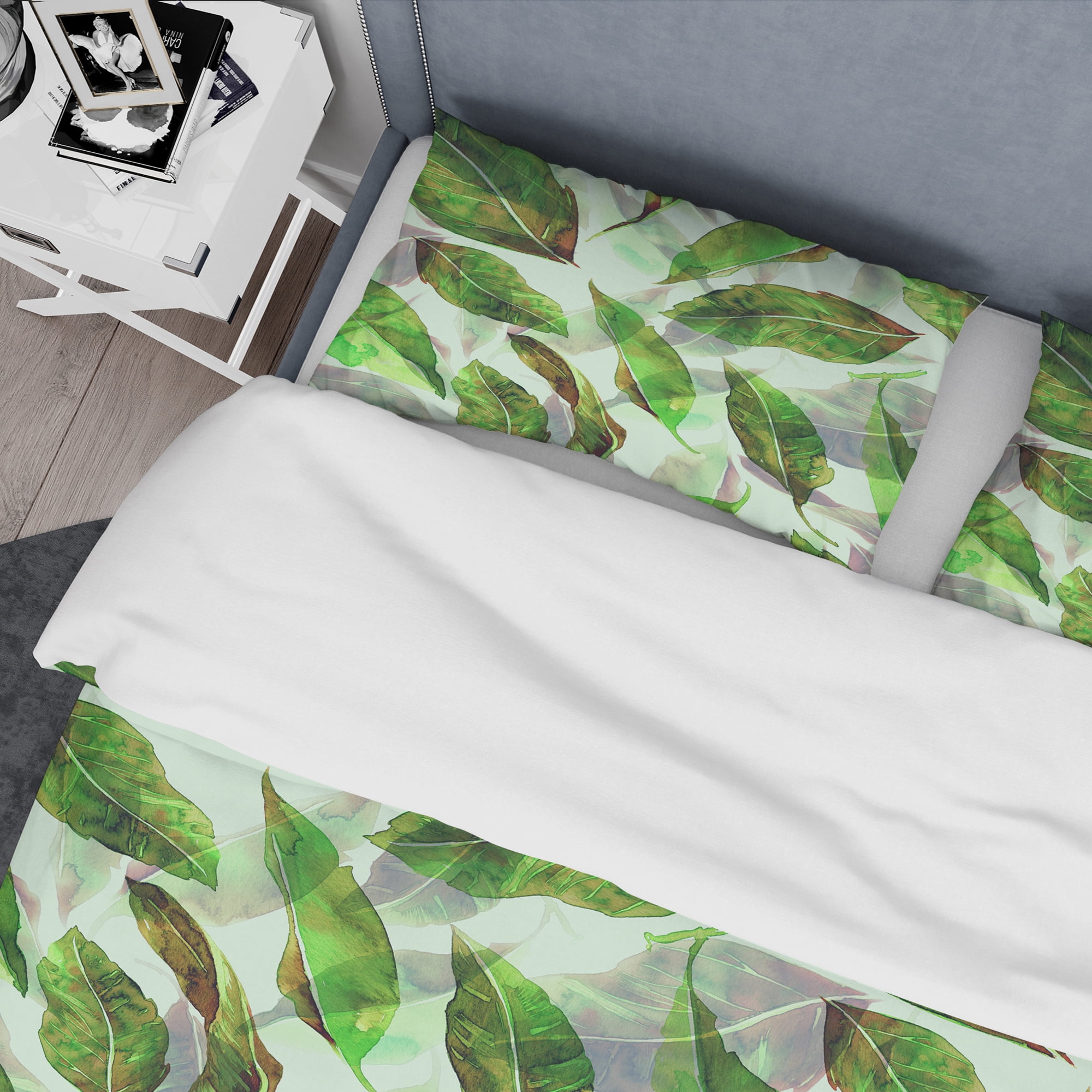 Designart 'Leaves Pattern' Modern & Contemporary Duvet Cover Set