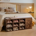 thumbnail image 3 of Costway Banc à Chaussures avec Coussin Rembourré, Étagère à Chaussures de Rangement Réglable à 9 Cubes, Brun Rustique, 3 of 10