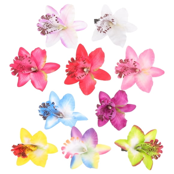 10 pcs Orchid Flower Hair Clips Women Hair Clip Flowers Hair Clips Floral Hair Clips