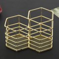 thumbnail image 3 of EeaseMX Portalápices hexagonal doble, creativo y práctico, de hierro, para guardar bolígrafos y otros artículos, con forma de flor (dorado)., 3 of 8
