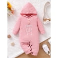 thumbnail image 2 of Baby Boys Hooded Knit Jumpsuit Long Sleeve Embroidery Letters Long Rompers One-Piece Jumosuits for Fall Winter, 2 of 9