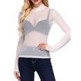 thumbnail image 3 of Woman's Mesh Perspective Base Tops, Turtleneck Long Sleeve T-shirt, 3 of 4