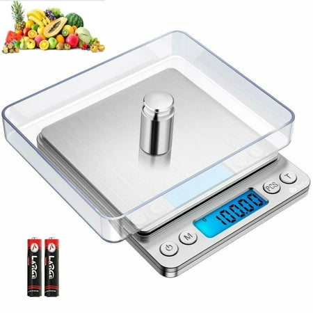 

[Upgraded] Digital Kitchen Scale 3000g x 0.1g High-precision Mini Stainless Steel Food Scale with Back-lit LCD Display Tare PCS