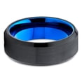 thumbnail image 2 of Blue Tungsten Wedding Ring,Black Wedding Ring,Tungsten Carbide Ring,Engagement Ring,Beveled Ring,Comfort Fit, 2 of 4