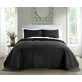thumbnail image 2 of Quilt Set King/Cal King/California King Size Black - Oversized Bedspread - Soft Microfiber Lightweight Coverlet for All Season - 3 Piece Includes 1 Quilt and 2 Shams, Geometric Pattern, 2 of 5