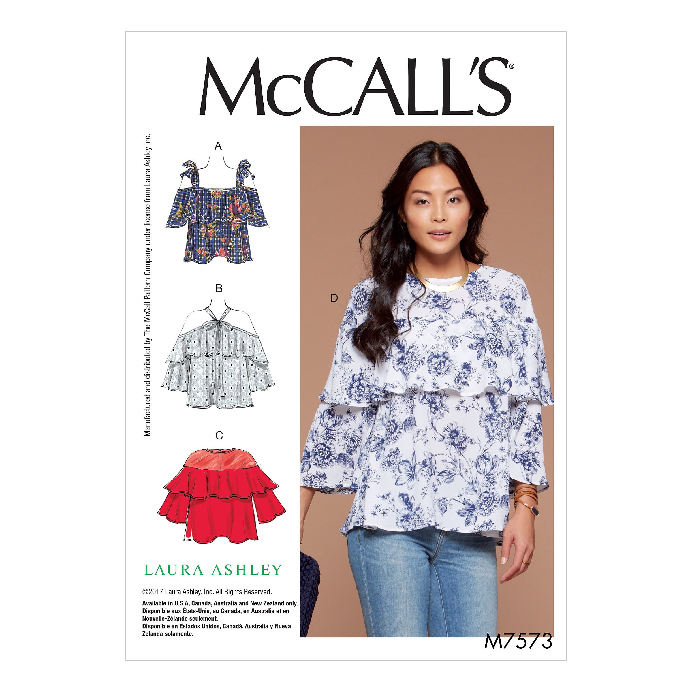 McCall's Sewing Pattern Misses' Ruffle Tops with Off-the-Shoulder and ...