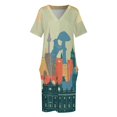 thumbnail image 4 of Vestido largo con cremallera y horizonte de Madrid para mujer Vestido ancho de Verano para mujer 2025, 4 of 7