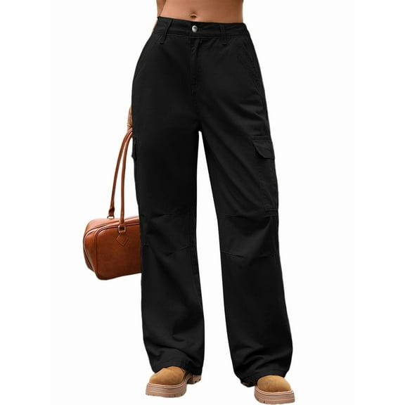 Women'S Baggy Jeans Pull on Stretchy Loose High Waisted Wide Leg Denim Pants Y2K 90s Black XL