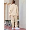thumbnail image 5 of Women'S 2 Piece Outfits Lounge Sets Long Sleeve Half Zip Pullover and Baggy Sweatpants with Pockets Apricot L, 5 of 8